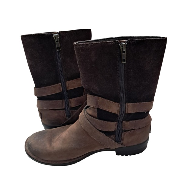 UGG Lorna Boots Womens 8 Brown Leather Suede Shearling Lined Waterproof Outdoors - Picture 13 of 16